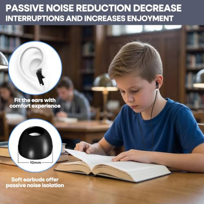 60 Pack Bulk Earbuds Headphones for School Classroom, Wholesale Wired Class Set in-Ear Headphones with 3.5mm Jack for Kids Students Toddler Teens - Individually Bagged (HY01,60 Black)