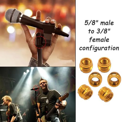 CashBeat 6-Pack Mic Stand Adapter, 5/8 to 3/8 Threaded Screw Connector | Microphone stand thread adapter, mic clip holder, metal, studio recording boom stand accessory - size: 6Pcs