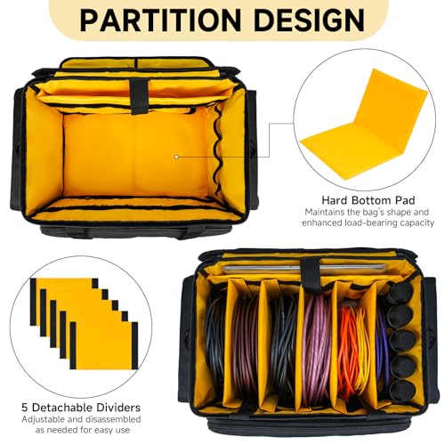 DJ Equipment Bag with 5 Detachable Dividers,DJ Cable File Bag with Laptop and Microphone Slots,Travel Dj Gig Organizer Bags for DJ Gear,Musicians, Professional and Dj Accessories( 18.5"×11.5"×11") - size: S( 18.5"×11.5"×11")