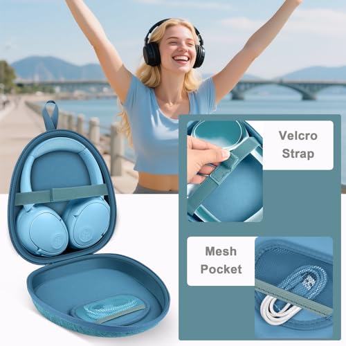 GWCASE Headphone Travel Case with Secure Strap and Accessory Pocket, Green | Hard Shell Protection, Fits Most Foldable Over-Ear Headphones, 7.87 x 6.8 x 0.9 in Interior, for Music Fans, Case Only - color: Green