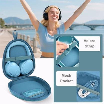 GWCASE Headphone Travel Case with Secure Strap and Accessory Pocket, Green | Hard Shell Protection, Fits Most Foldable Over-Ear Headphones, 7.87 x 6.8 x 0.9 in Interior, for Music Fans, Case Only - color: Green