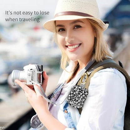 Compatible with Airpod pro 2nd/1st Generation Case Cover with Gold Round Keychain Cute Pattern Hard & Anti Slip Cover for Men Women & Girls（White Flower） - color: White Flower