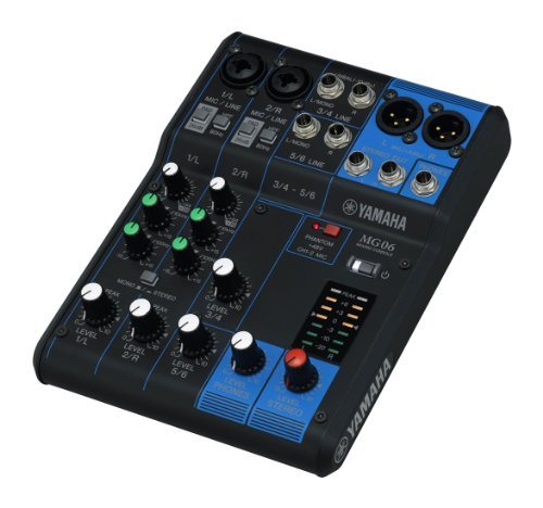Yamaha MG06 6-Input Compact Stereo Mixer | 6-channel mixer with D-PRE preamps, XLR outputs and EQ for recording, lectures and performances - size: 6-Input, style: Standard Mixer