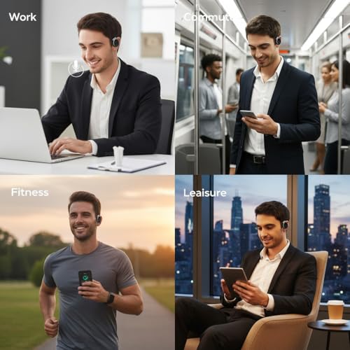 Wireless Open Ear Headphones with Ear Hook, Bluetooth 5.4, Clip-On Design | Dual Device Simultaneous Connection, Lightweight Earbuds for Sports, Running, Gym - color: dark
