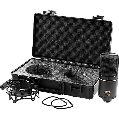 MXL 770 Condenser Microphone for Podcasting, Singing, Home Studio Recording, Gaming & Streaming | XLR | Large Diaphragm | Cardiod (Black) - style: MXL 770