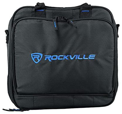 Rockville MB1313 DJ Gear Mixer Gig Bag Case, 13" x 13" x 6" | Dual Layer Foam Padding, YKK Zippers, Rugged Nylon, Rainproof, Shoulder Strap, Rubber Feet, Front Laptop Pocket, Lockable