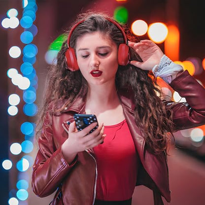 Headphones Wireless Bluetooth, 100H Playtime Active Noise Cancelling Headphones, Bluetooth Headphone with Mic, Over Ear Wireless Headphone with Deep Bass - color: Wine red