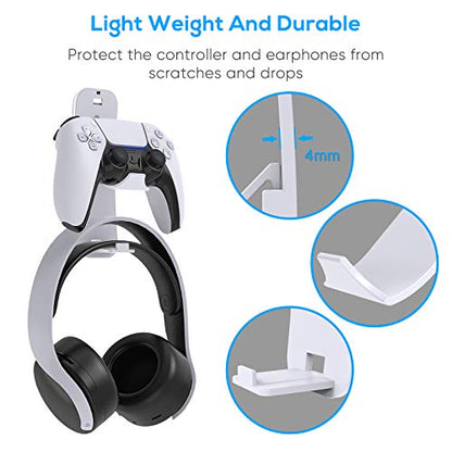 FYOUNG Universal Game Controller & Headset Holder for PS5/PS5 Slim/PS5 Pro, Xbox Series X/S, PS4, Switch, Steam & More, Stay Organized No Screws