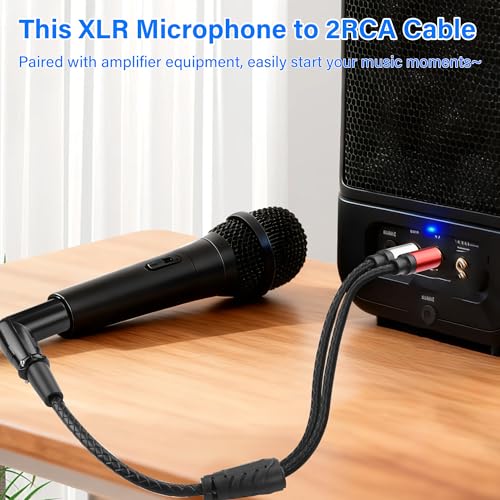 Balanced XLR to 2RCA Audio Cable,Right Angle 3 Pin-XLR to Dual RCA Adapter Cable,Gold-Plated 2 RCA Male to X L R Male Microphone Cable for Microphone,Mixing,Amplifier 0.98FT (90-Degree Angle) - style: 90-Degree Angle