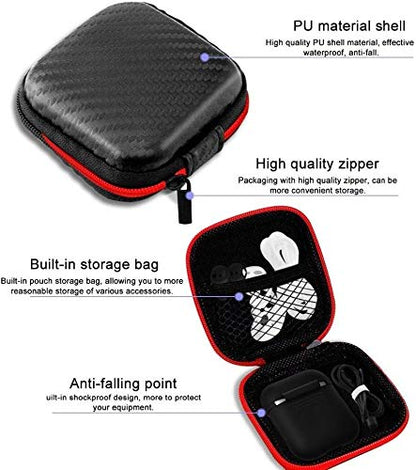 Katouigb FYSSHUO Waterproof Earbuds Carrying Case,Headset EVA Travel Storage Box for AirPods/Powerbeats/iPod/MP3/TF Card/U Disk/USB Cable/Keys/Charger/Earphones-2Pack