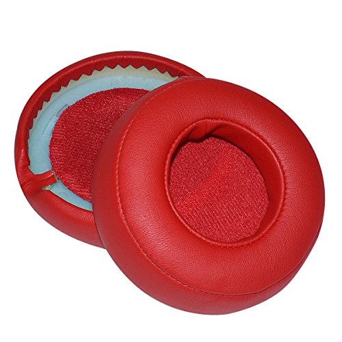 Saipomor Replacement Aux Extension Coiled Cable & Ear Cushions Cover Cups Compatible with Beats by Dr Dre Pro Detox Over-Ear Headphones(Red)