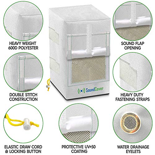 Two White Waterproof 600D Outdoor Speaker Covers for C-Bracket Mounted Speakers – Fits Yamaha NS-AW294, Polk Atrium 6, Bose 251 (Max Dimensions: H 13.6" x W 7.9" x D 8.9") - size: Medium