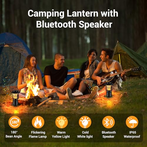 Outdoor Bluetooth Speaker, IP65 Waterproof Wireless Speaker with 3 Lights Modes, Outdoor Camping Portable Speaker Gift for Men Emergency, Hiking, Party (2 Pack) - style: 2 Pack
