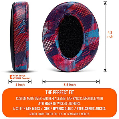 WC Wicked Cushions PadZ - Thick & Soft Ear Pads for ATH M50X / M40X / SteelSeries Arctis/HyperX Cloud & Alpha/Logitech G Pro X/Compatible with Over 50 Headphones | Speed Racer - color: Purple Speed Racer