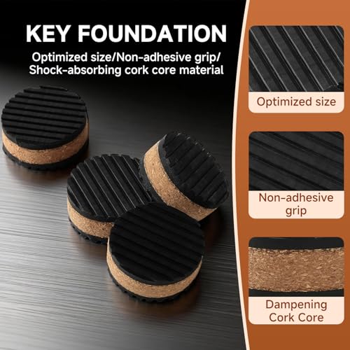 Tuneful Cables Round Rubber Vibration Damping Pads 1.77in Dia 4pk Sound Insulation Shock Absorb Mats - size: round