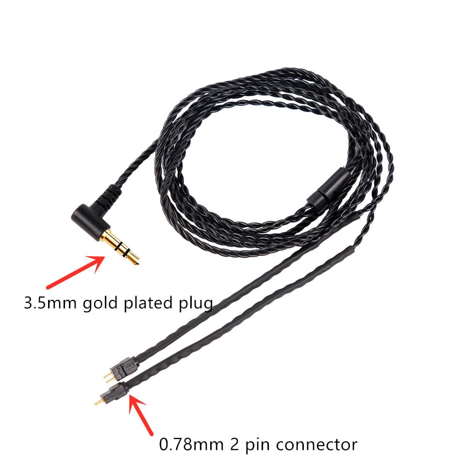 SOUNDLINK 2Pin Earphone Cable Wire for in-Ear Monitor Fits for 1964 w4r um3x es3 es5 - Black - color: Black
