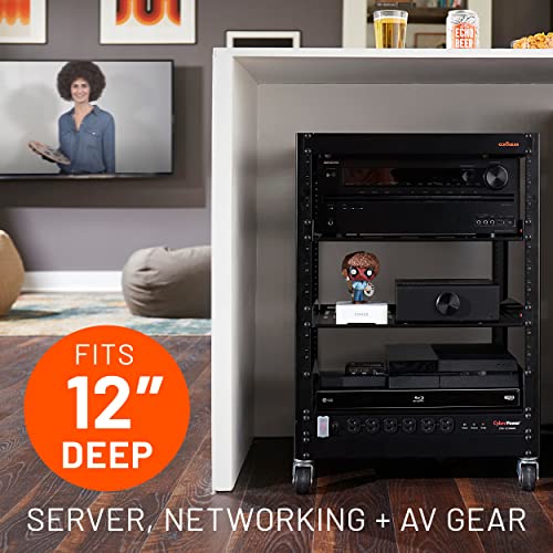 ECHOGEAR 2U Rack Shelf - Universal Design Works with Any Rack - Holds 50bs of Servers, Network Gear, or AV Equipment - 12" Deep Steel Shelf with Ventilated Design - Install Hardware Included - size: 2U Rack Shelf