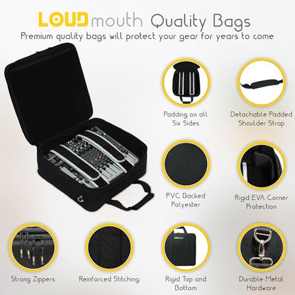 Loudmouth Travel Audio Mixer Bag | Rugged Padded DJ Musician Gig Bag Case | 15.5" x 15.5" x 6.75"
