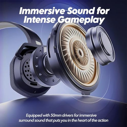 NUBWO Wireless Gaming Headset with Mic for Ps5 Ps4 PC, Zero Interference, 100-Hour Battery All-Day Play, 23ms Sync for Fortnite & Call of Duty/FPS Gamers, Triple Mode All Devices Compatible - Gray - color: Black