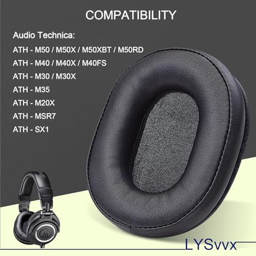 ATH-M50X Ear Pads - Replacement Earpads for Audio Technica ATH M50XBT M50RD M40X M30X M20X MSR7 SX1 Headphones(Black)