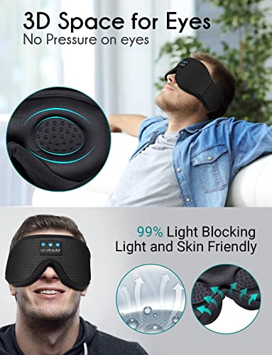 LC-dolida Sleep Mask with Bluetooth Headphones,Sleep Headphones Bluetooth Sleep Mask 3D Sleeping Headphones for Side Sleepers Best Gift and Travel Essential (Elegant Black) - color: Elegant Black