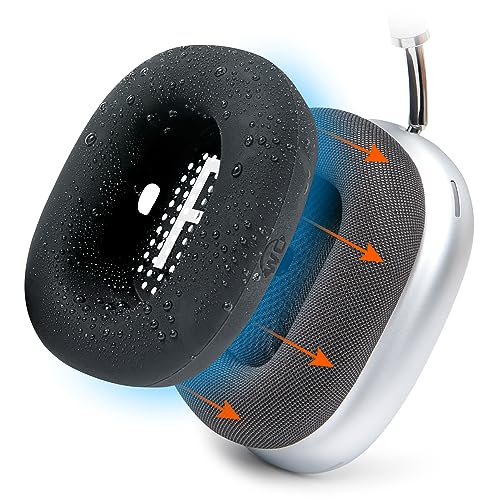 WC SweatZ Max - Patented Silicone Sweat Covers for AirPods Max 1 | Made by Wicked Cushions | (Does Not Fit AirPods Max 2). Sweatproof, Full Earpad Protection | Black - color: Black