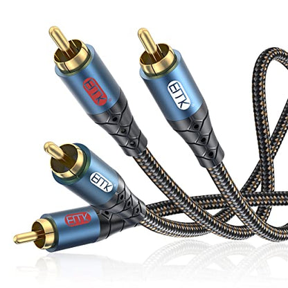 RCA Cable Subwoofer Cable 2RCA Male to 2RCA Male Stereo Audio Cable Y Splitter 24K Gold-Plated Nylon Braided Double Shielded Digital Analogue Supports Amplifiers,Home Theater,Hi-Fi System(6.6ft/2m) - size: 6.6ft/2m, style: 2RCA to 2RCA