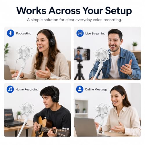 DECHOUS Microphone Shock Mount for Diameter 47mm-52mm Mic | Anti Vibration Microphone Clip Holder with Adapter for Condenser Microphone Desktop Recording Streaming Podcast Home Studio