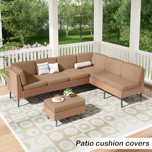 Jacquard Couch Cushion Covers, L Shape Sectional Sofa Slipcovers | Diamond Lattice, L Shape Sectional Fit, Washable, Chaise Cushion Cover, Sofa Protection (1 Piece for Chaise XL) - color: Camel, size: Chaise XL (1 Piece)