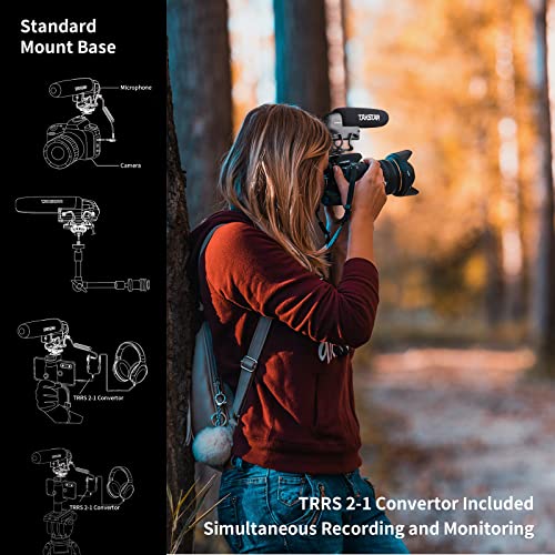SGC-600 Universal Shotgun Mic for Camera & Phone, 3.5mm with Shock Mount | Universal 3.5mm Shotgun Mic fits Phones/DSLRs/Camcorders, Shock Mount & Windscreen Included, Ideal for Vlog & Recording