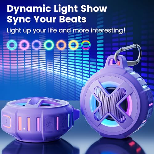 XLeader X8(2 Gen) Upgraded, Bluetooth Shower Speaker, Certified IP67 Waterproof, Small Wireless, Silicone Case, 10W Pro Sound&Deep Bass, 24Hrs Playtime, with Portable Clip, for Beach Kayak Gift Purple - color: D-Purple