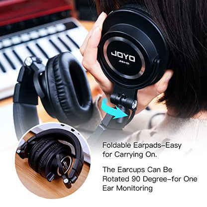 JOYO Wireless in Ear Monitor System JW-07 Bundle Studio Monitor Headphones Wired Audio Recording Monitor Headset Over Ear Headphones