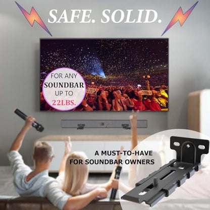 Soundbar Wall Mount Bracket Universal Soundbar Mount Shelf Depth Adjustable (3.65"-6.65") for Bose, Samsung, Vizio, LG, Dolby Atmos Soundbars (Black: V01_Pro) - color: Black: V01_Pro