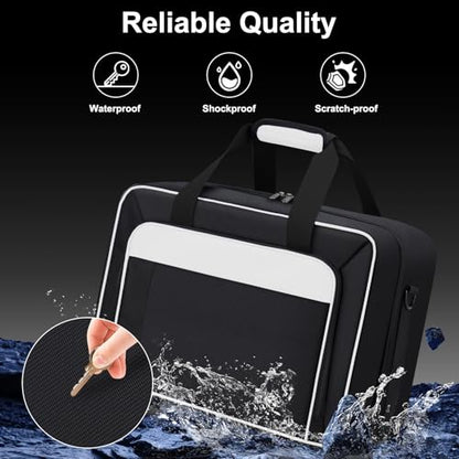 GDNasist Carrying Case Compatible with PS5/PS5 Pro/PS5 Slim, White | Travel Thickened Protective Bag Compatible with Playstation 5 Console, Headset, PS5 Controller, Game Discs and Accessories - color: White