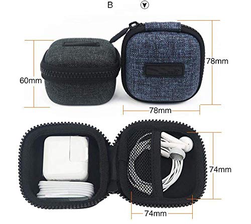 Mini Travel Carrying Cases Portable Protection Shockproof Case Hard Protective Case Impact Resistant USB Cable Organizer Sleeve Adapter Pocket Earphone Travel Wallet Pouch (Lighte Blue)
