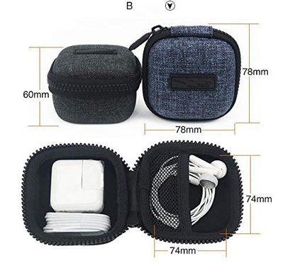 Mini Travel Carrying Cases Portable Protection Shockproof Case Hard Protective Case Impact Resistant USB Cable Organizer Sleeve Adapter Pocket Earphone Travel Wallet Pouch (Lighte Blue)