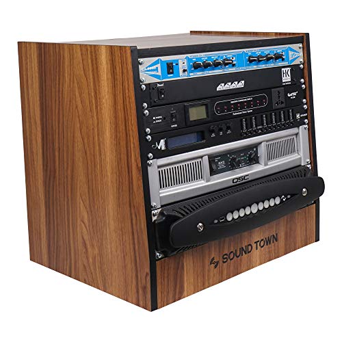 Sound Town DIY 8U Studio Rack with Furniture Grade Walnut Laminate (SDRK-8WN) - size: 8U, Slanted