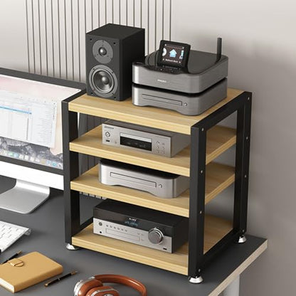 Multi-Functional Stereo Shelf Home Office Desktop Amplifier Cabinet Audio Rack AV Media Player Stand with Wooden Storage Shelves and Steel Frame(B-4 Tier-40x35x48cm) - color: B, size: 4 Tier