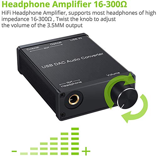 USB to Coaxial S/PDIF Optical 3.5mm/6.3mm Headphone Converter USB Digital to Analog Audio Converter for XP