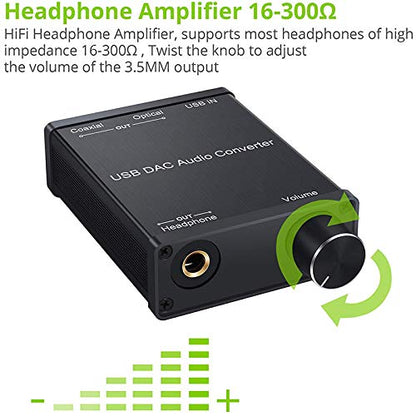 USB to Coaxial S/PDIF Optical 3.5mm/6.3mm Headphone Converter USB Digital to Analog Audio Converter for XP