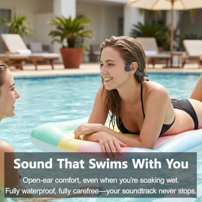 Swimming Headphones Bone Conduction Headphones Bluetooth IPX8 Waterproof | Waterproof Earbuds for Swimming ,Open Ear Earphones with MP3 Mode 32GB,8H Play Bluetooth 5.4 Ear Buds Secure Fit for Running - color: Gray
