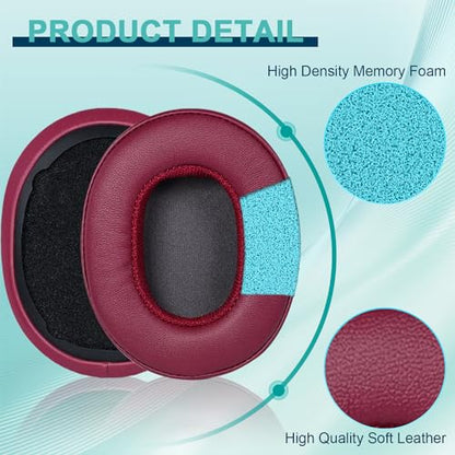 HAOMUK Replacement Ear Pads for Skullcandy Crusher Wireless/Evo/ANC Hesh 3/EVO/ANC, Headphones Ear Cushions, Headset Earpads, Ear Cups Cover-Burgundy - color: Burgundy