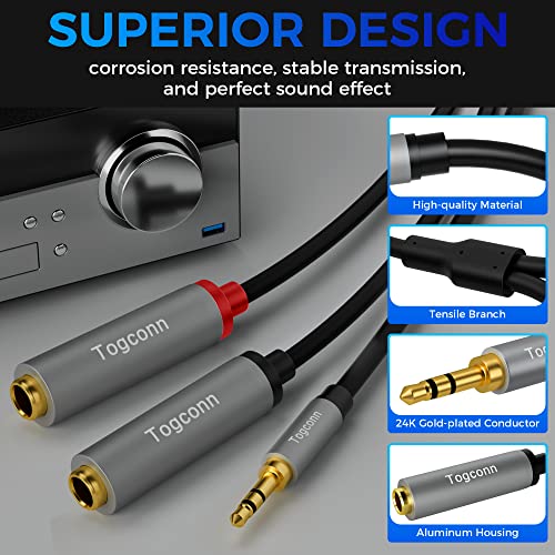 1/8 Inch to Dual 1/4 Inch Audio Y-Splitter Cable 0.6 Feet,3.5mm TRS Stereo Male to 2 X 6.35mm TS Mono Female Y Splitter Audio Cord Adapter Converter for Phone, PC, Speaker, Home Stereo System, Mixer - size: 1 Pack, style: 3.5(male) to dual 6.35(female)
