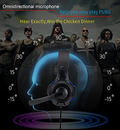 One Ear Gaming Headset for PS5/PS4/Xbox Series S/Xbox Series X, Wired Online Game Unilateral Headset, 50mm Drivers|Detachable Mic|3.5mm Headphone Jack for Switch Lite, Xbox One, Laptop/Phone - color: Black+Blue