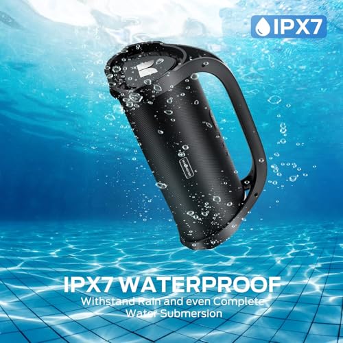 Monster Adventurer Max Boombox Bluetooth Speaker, IPX7 Waterproof Outdoor Speakers with Double Subwoofer, 100W Stereo Sound and Rich Bass, Wireless Speakers for Home, Party, Beach