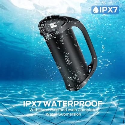 Monster Adventurer Max Boombox Bluetooth Speaker, IPX7 Waterproof Outdoor Speakers with Double Subwoofer, 100W Stereo Sound and Rich Bass, Wireless Speakers for Home, Party, Beach