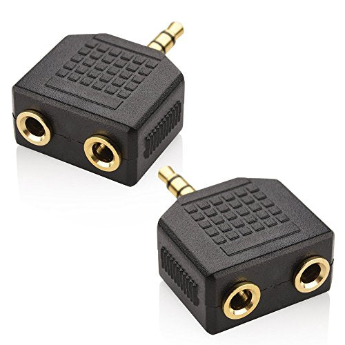 2Pcs 3.5mm Headphone Y Splitter, 1 Male to 2 Female Jacks, Share Audio | 2 users hear 1 source, for phones, tablets, laptops & media players, gold-plated contacts