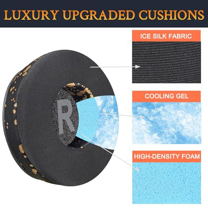 SOULWIT Cooling Gel Earpads Replacement for Logitech H390/H391/H600/H609/H760 Headphones, Ear Pads Cushions with Noise Isolation Foam, Added Thickness - Black Gold - color: Black Gold