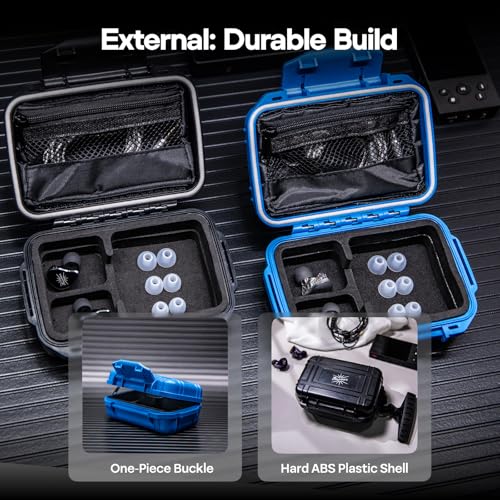 Linsoul Kiwi Ears SONICAP Waterproof Earbud Case, Hard IEM Storage Box | with EVA Lining,Hard Carrying Bag for Headphones,Earphone,Travel Carrying Case Fit for ZS10 Pro Zero:2 EW300 Wan'er 2, Blue - color: Blue