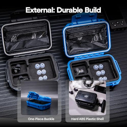 Linsoul Kiwi Ears SONICAP Waterproof Earbud Case, Hard IEM Storage Box | with EVA Lining,Hard Carrying Bag for Headphones,Earphone,Travel Carrying Case Fit for ZS10 Pro Zero:2 EW300 Wan'er 2, Blue - color: Blue